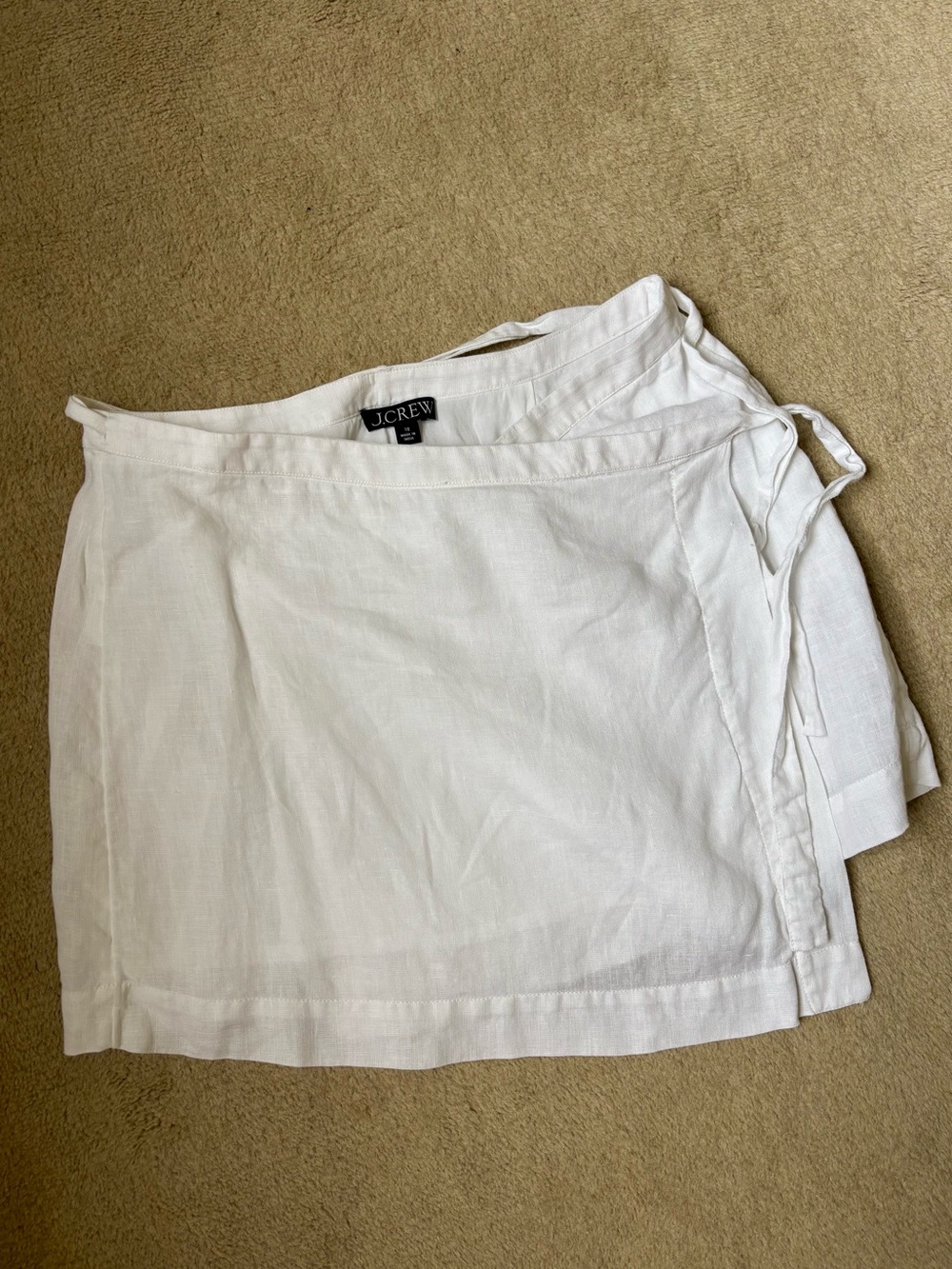 J. Crew White Linen Wrap Mini Skirt